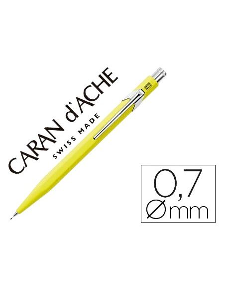 Portaminas Caran D'Ache 844 0,7Mm Cuerpo Amarillo Adornos Cromados