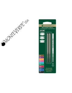 Recambio Boligrafo Monteverde Compatibles Con Los De Montblanc Blister 2 Unidades Color Negro Punta Media