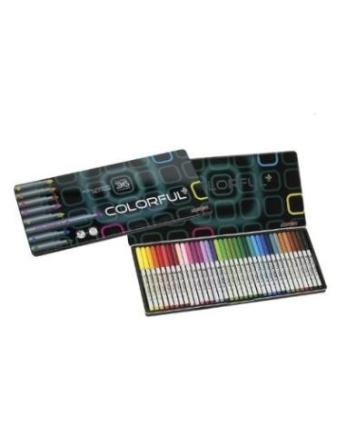 Caja Metalica 36 Rotuladores Colorful
