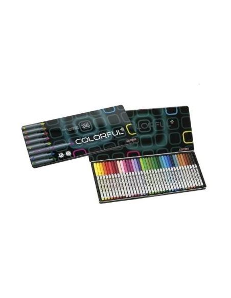 Caja Metalica 36 Rotuladores Colorful