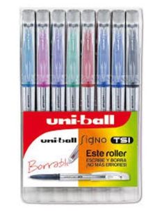 Estuche 8 Boligrafos Uni Ball Signo Tsi Borrables