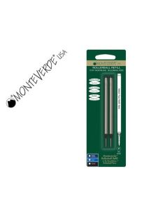 Recambio Roller Monteverde Compatibles Con Los De Montblanc Blister 2 Unidades Color Negro Punta Fina
