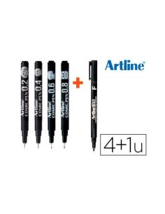 Rotulador NEGRO Artline Comic Pen Calibrado Micrometrico Bolsa De 3 Uds 0,2 0,4 0,8 + Permanente 853