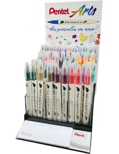 Rotulador Pentel Brush Pen Twin Doble Punta Flexible Expositor De 90 Unidades Colores Surtidos