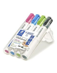Rotulador Staedtler Lumocolor 351 Para Pizarra Blanca Punta Redonda 2 Mm Recargable Estuche 4 Unidades Colores