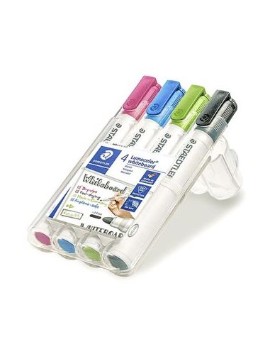 Rotulador Staedtler Lumocolor 351 Para Pizarra Blanca Punta Redonda 2 Mm Recargable Estuche 4 Unidades Colores