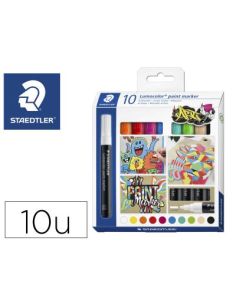 Rotulador Staedtler Tinta Acrilica Punta Redonda 2,4 Mm Estuche De 10 Unidades Colores Surtidos