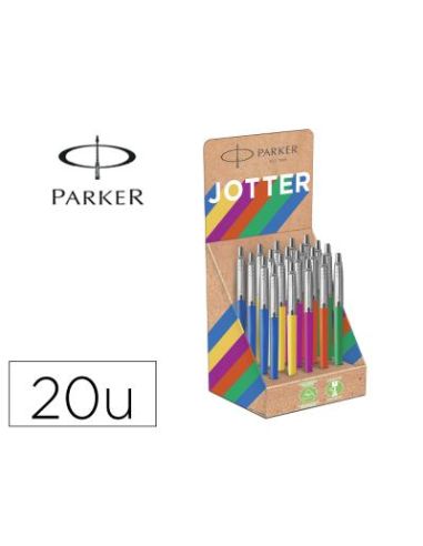 Boligrafo Parker Jotter Originals Recycled Años 90 Expositor 20 Unidades Con 5 Colores Surtidos