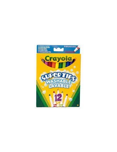 Caja 12 Rotuladores Super Punta Super Tips Lavables Crayola