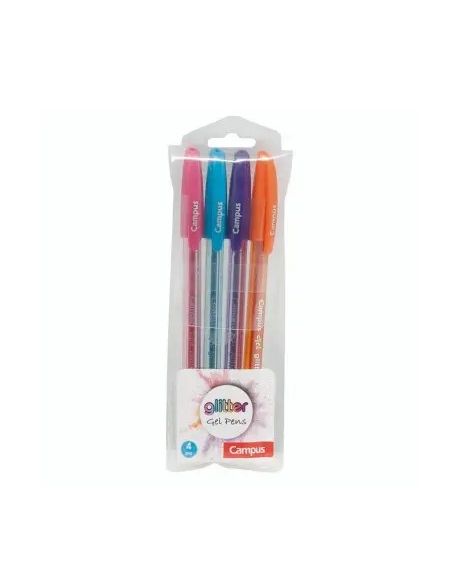 Bolígrafo Tinta Gel Campus Gel Pen Glitter Colores Surtidos Bolsa /4 Ud.