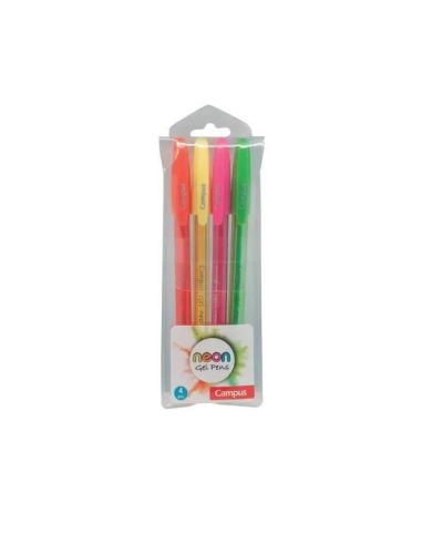 Bolígrafo Tinta Gel Campus Gel Pen Neon Colores Surtidos Bolsa /4 Ud.