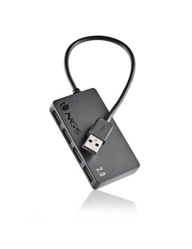 Hub Ngs Tiny 4 Puertos Con Adaptador Corriente Usb 2.0