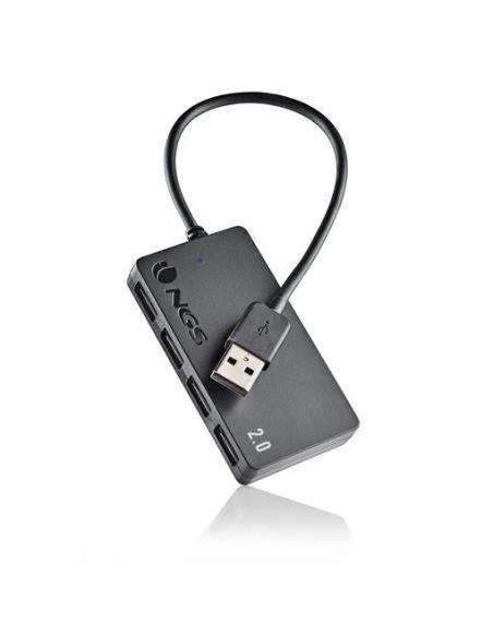 Hub Ngs Tiny 4 Puertos Con Adaptador Corriente Usb 2.0