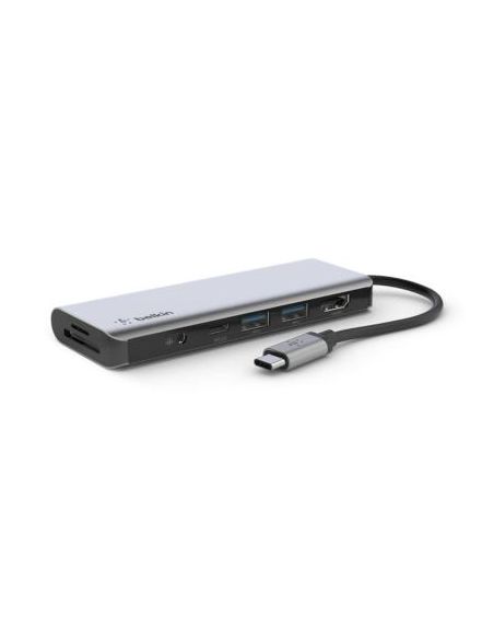 Adaptador Belkin Avc009Btsgy Hub Usb-C 7 En 1 Sd Micro Sd Audio 2 X Usb Hdmi Usb-C Carga 100W