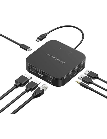 Adaptador Belkin F4U110Bt Usb-C Displayport Hdmi Usb-A Entrada/Salida De Audio Ethernet Color Negro