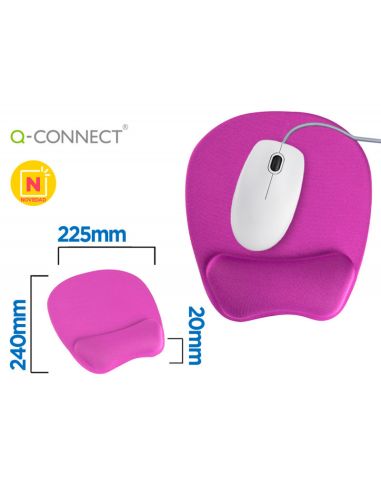Alfombrilla Para Raton Q-Connect Con Reposamuñecas Ergonomico De Gel Color Violeta 225Xx240X20 Mm