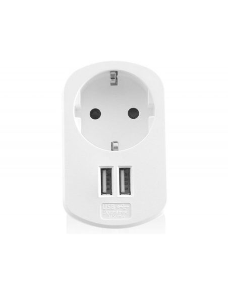 Cargador Ewent Pared 2 Puertos Usb 3.4 A Cargador Con Toma De Corriente