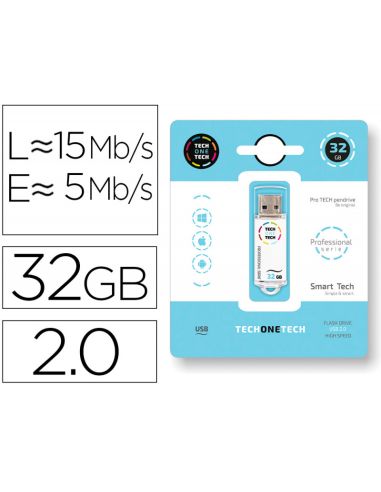 Memoria Usb Tech On Tech Serie Profesional Tech White 32 Gb