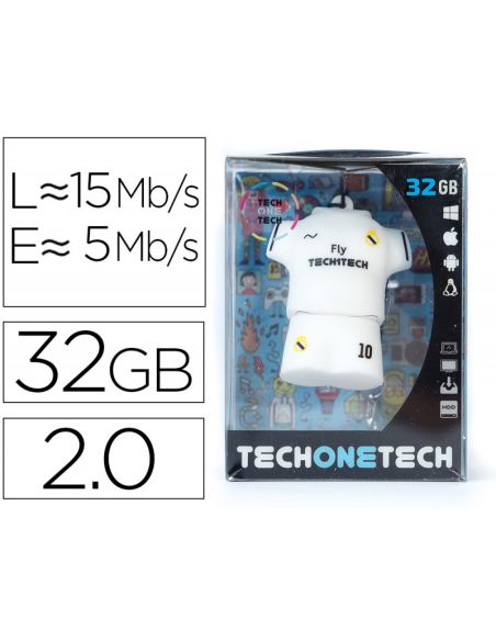 Memoria Usb Tech On Tech Equipacion Futbol Merengue 32 Gb