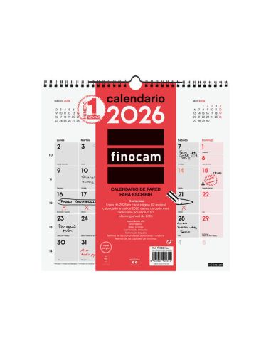 Calendario Pared Finocam Escribir 30X30 2026