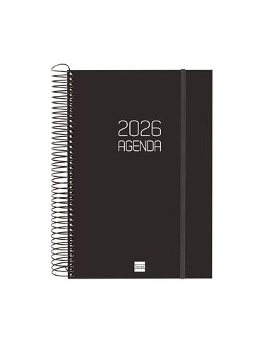 Agenda Finocam Opaque E11-165X242 Mm Semana Vista Vertical 2026 Negro