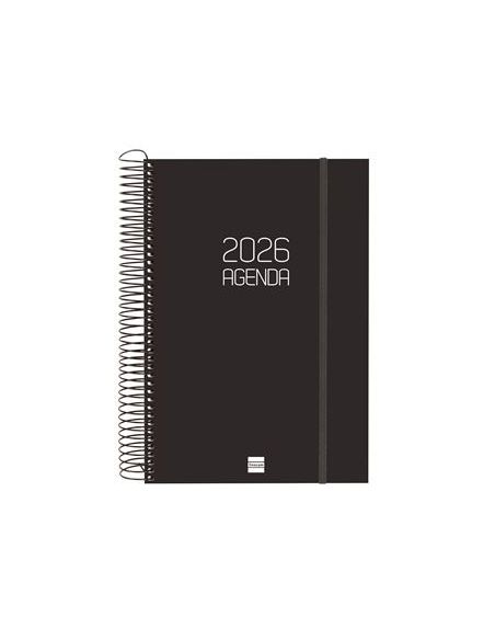 Agenda Finocam Opaque E10 - 155X212 Mm Semana Vista Vertical 2026 Negro