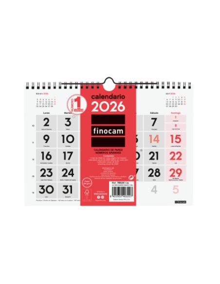 Calendario Pared Finocam Numeros Grandes 30X30 2026
