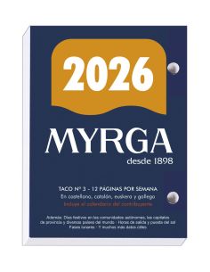 Taco Calendario Myrga Sobremesa Nº 3 2026