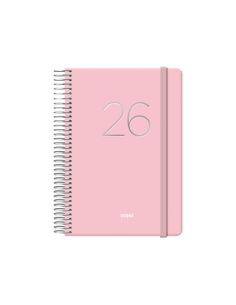 Agenda Dohe Gloss 2026 Día Página Espiral 12,5 X 18 Rosa