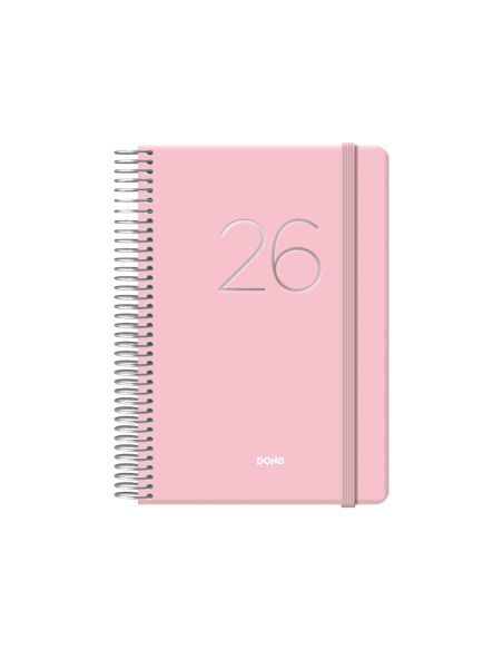 Agenda Dohe Gloss 2026 Día Página Espiral 12,5 X 18 Rosa