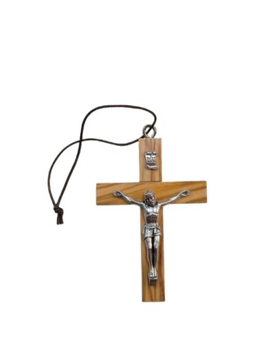 Cruz Madera Olivo 7,5Cm Cuerpo Metal