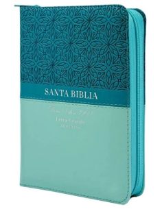 Biblia RVR60 portátil Letra 11 puntos i/piel con cierre/índice Bitono Turquesa
