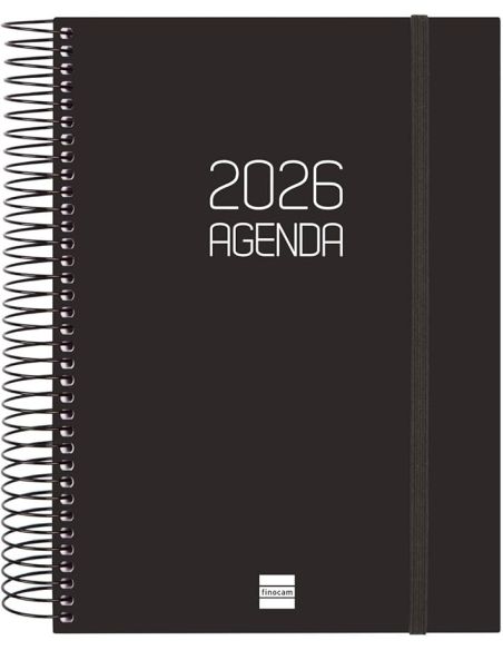 Agenda Finocam Opaque E10 - 155X212 Mm Dia Pagina 2026 Negro