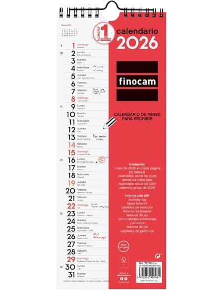 Calendario Pared Finocam Escribir Largo M 2026