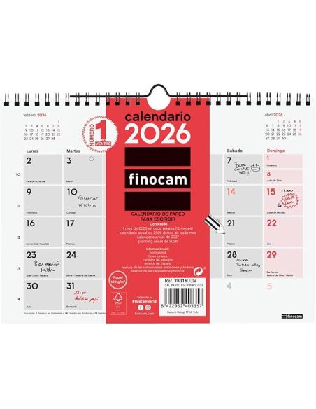 Calendario Pared Finocam Escribir S 2026