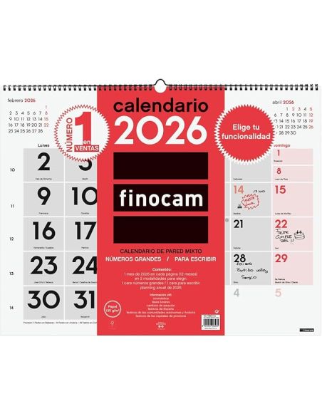 Calendario Pared Finocam Mixto Xl 2026