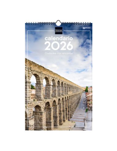 Calendario Pared Espiral 25X40 2026 Ciudades