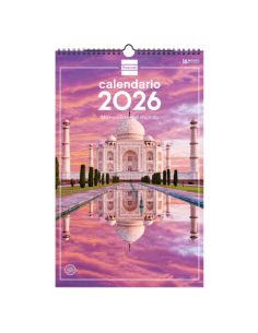 Calendario Pared Espiral 25X40 2026 Maravillas Mundo