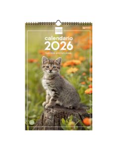 Calendario Pared Espiral 25X40 2026 Gatitos