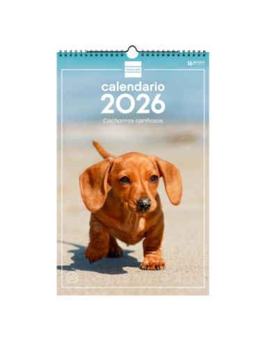 Calendario Pared Espiral 25X40 2026 Cachorros