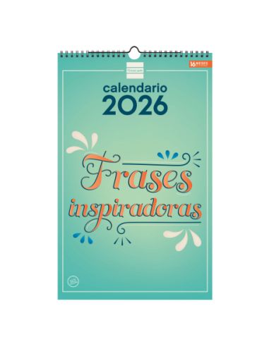 Calendario Pared Espiral 25X40 2026 Frases Inspiradoras