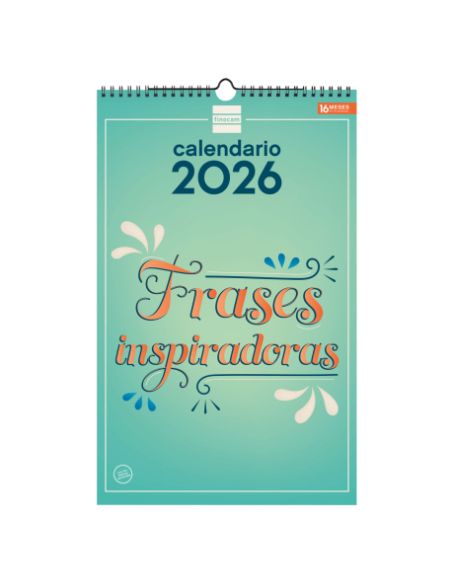 Calendario Pared Espiral 25X40 2026 Frases Inspiradoras