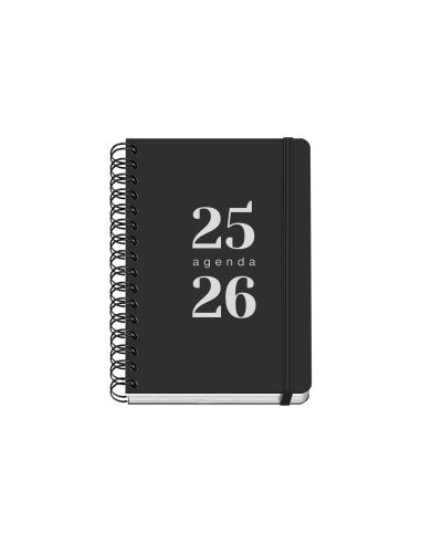 Agenda Escolar Negro 2025-2026 Semana Vista Tamaño A5
