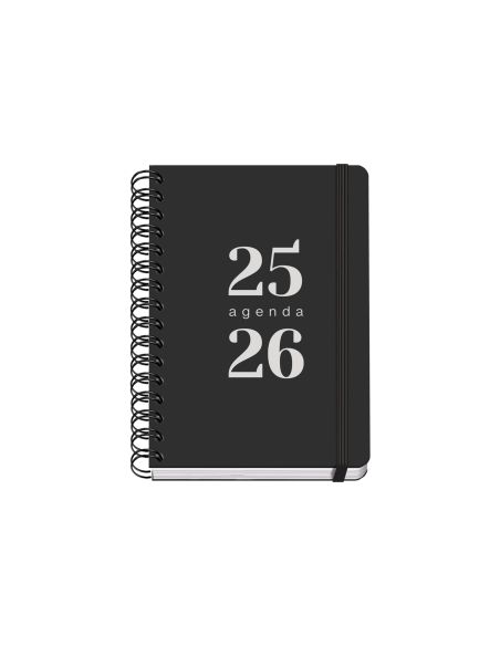 Agenda Escolar Negro 2025-2026 Semana Vista Tamaño A5
