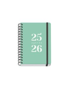 Agenda Escolar Verde 2025-2026 Semana Vista Tamaño A5