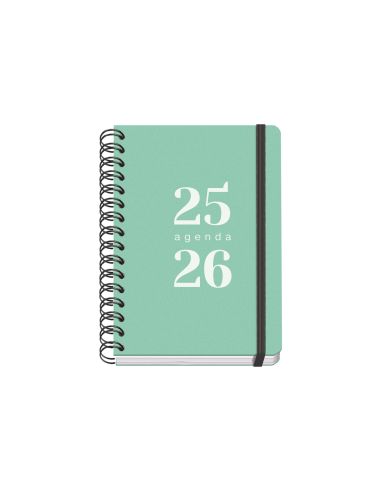 Agenda Escolar Verde 2025-2026 Semana Vista Tamaño A5