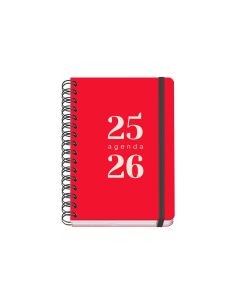 Agenda Escolar Rojo 2025-2026 Semana Vista Tamaño A5