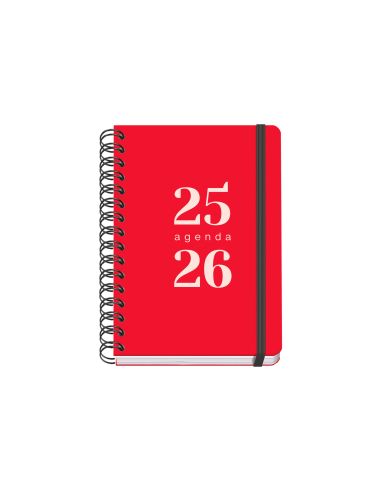 Agenda Escolar Rojo 2025-2026 Semana Vista Tamaño A5
