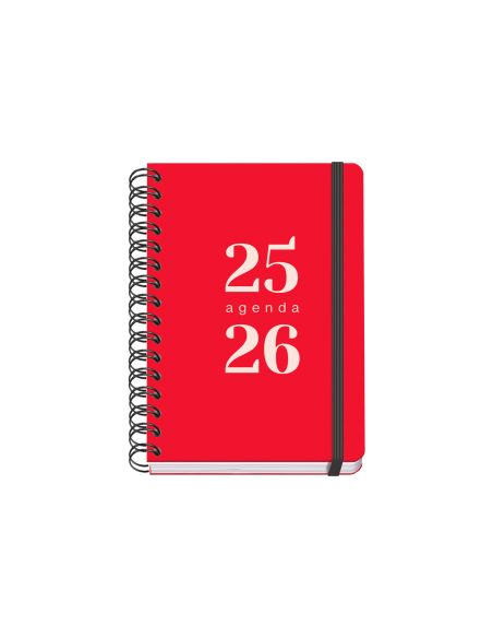Agenda Escolar Rojo 2025-2026 Semana Vista Tamaño A5