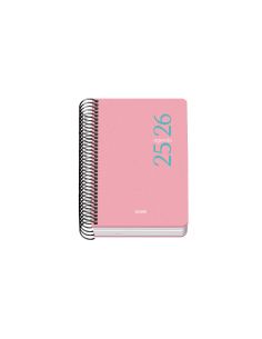 Agenda Escolar Esencial Rosa 2025-2026 Día Página Tamaño A6
